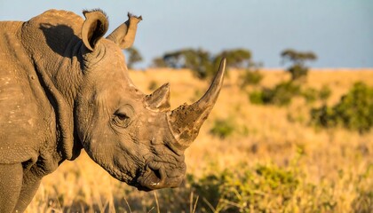 Obraz premium Close Up of a Rhino's Face in the African Savanna