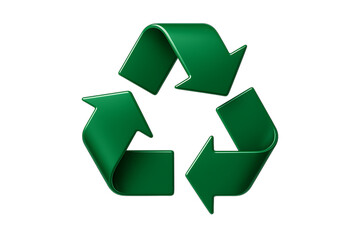 Obraz premium Green recycling symbol rendered in 3d isolated on a transparent background three arrows