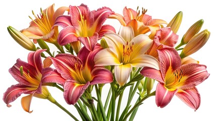 Fototapeta premium Magnificent Lilies Bursting with Vibrant Colors in a Beautiful Floral Arrangement