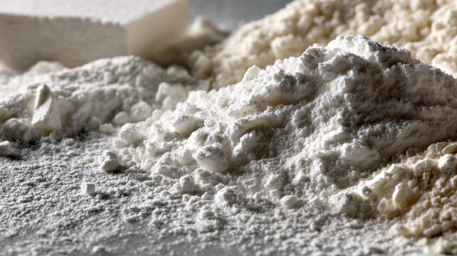 White flour texture on surface with soft lighting for baking, cooking or food ingredients rustic style concept image