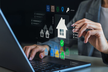 Real estate digital search interface on laptop