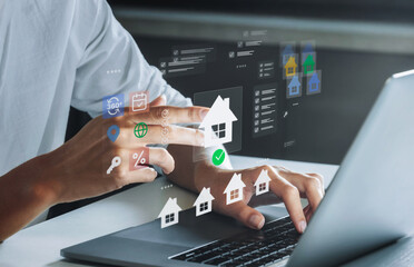 Real estate digital search interface on laptop