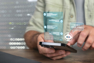 Man Using AI Chatbot On Smartphone Screen
