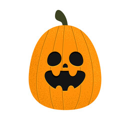 Halloween pumpkin. Jack O Lantern with cute emoji. Holiday vector illustration isolated on white background.