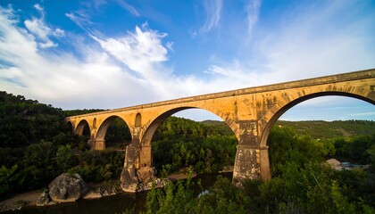 Ancient stone bridge over river valley