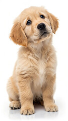 Adorable golden retriever puppy sitting canine