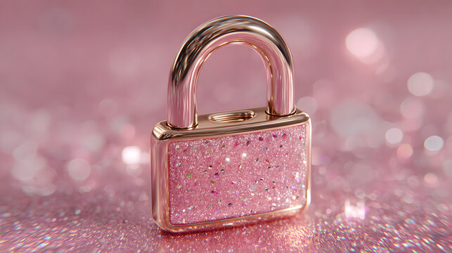 Pink padlock securing childhood dreams. Conceptual sot symbolizing protection,privacy, and security. Idel for childcare, parenting or emotional safety theme.