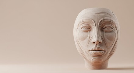 Abstract modern face sculpture used for design and branding.