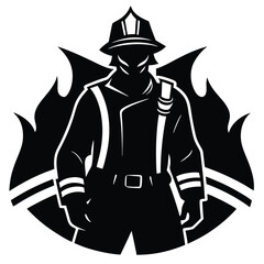 firefighter silhouette vector art design