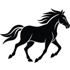 horse running silhouette vector art design