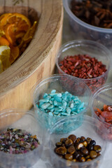 Colorful gemstones and crystals for crafts and decoration