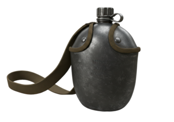 Isolated Distressed Military Canteen with Khaki Strap