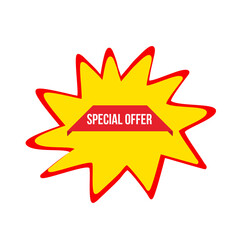 Bright yellow starburst with special offer label