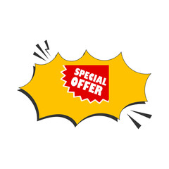 Bright yellow burst with red special offer label