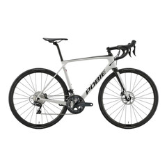 Obraz premium A white and black road bicycle with drop handlebars and aerodynamic wheels on a black background created with generated ai