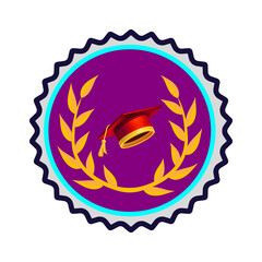 Academic achievement laurel wreath graduation cap emblem