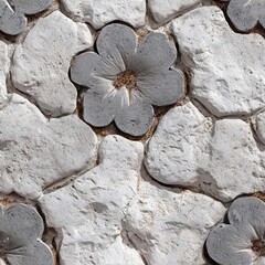 seamless pattern of vintage floral tiles plaster texture create elegant neutral surface interior design.