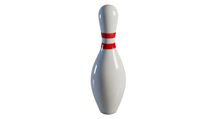 Bowling pin standing on lane with blurred pins in background — bowling alley sport, strike and ten-pin bowling imagery
