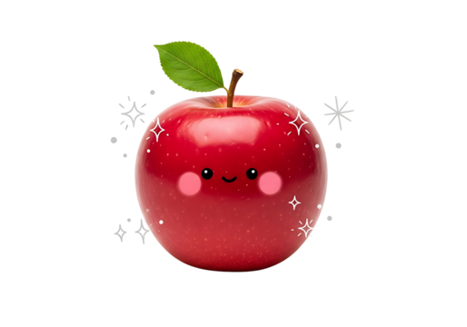 A charming red , adorned with whimsical, cartoonish features and glittering decorative elements, stands out against a bold black background.