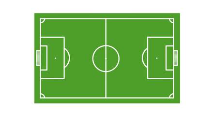 Overhead View of a Soccer Field with White Lines on Green Background in Silhouette Style silhouette