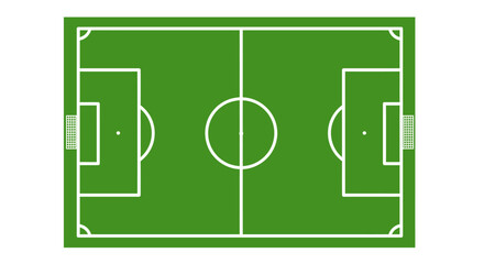 Overhead View of a Soccer Field with Green Grass and White Lines in a Silhouette Style silhouette