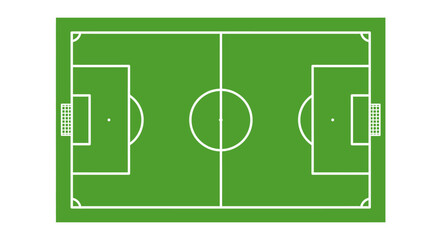 Overhead View of a Soccer Field with Green Grass and White Lines Minimalist Silhouette