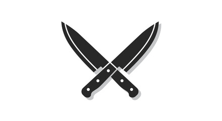 Crossed Chef Knives Illustration in Black and White Culinary Icon Restaurant Symbol Crossed Blades Sharp Cutlery Kitchenware Silhouette