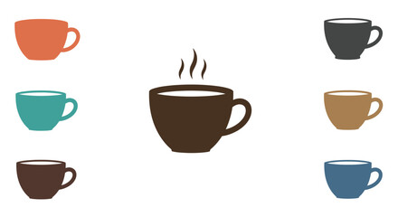 Obraz premium Steaming Coffee Cup Illustration in Brown Silhouette Style on White Background silhouette