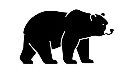 Powerful Bear Walking Illustration in Black Silhouette Style Depicting Wildlife and Nature Conservation Efforts silhouette