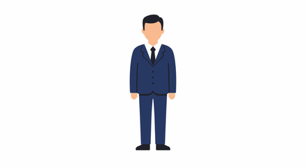 Businessman in Suit Silhouette Icon Flat Design Illustration