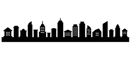 Naklejka premium Simple City Skyline Silhouette Illustration Graphic Design