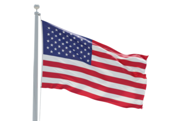 Isolated Waving American Flag on a Flagpole