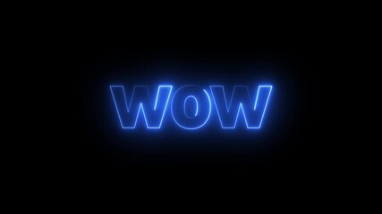 glowing colorful Neon line wow text animation. neon text wow Isolated on Black Background. Seamless loop. neon luxury wow text animation.4k glowing motion graphics. - Powered by Adobe