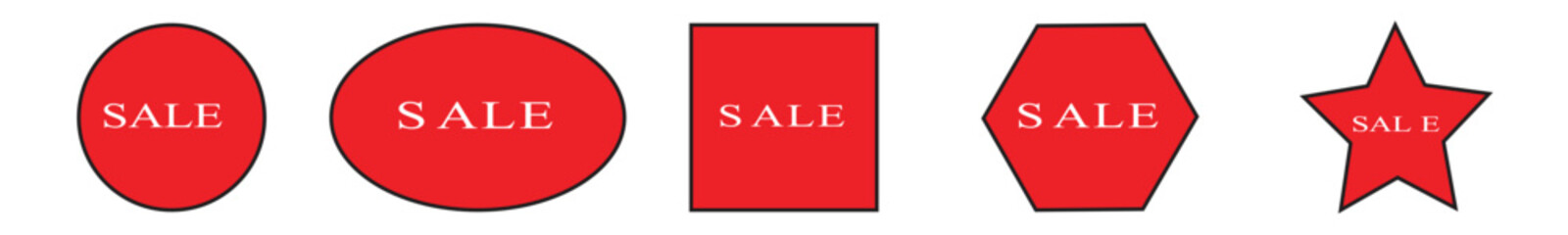 Red Geometric SALE Icons Collection for Promotions and Marketing