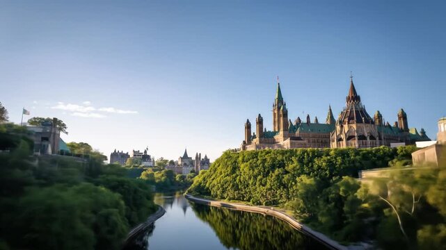 Parliament Buildings reflected in river