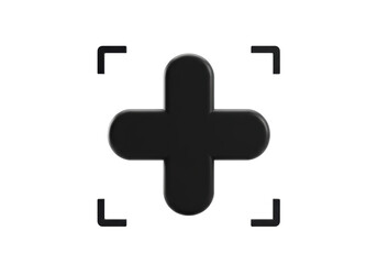 Fototapeta premium Isolated Black Plus Sign Icon within a Frame, Signifying Addition or Zoom