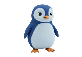 Isolated 3D Render of a Cute Blue and White Penguin
