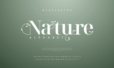 Nature Typography elegant alphabet letters font and number. Classic Lettering Minimal Fashion Designs. Typography modern serif fonts and numbers. vector illustration  © Yousaf Ahamad