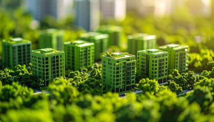 Green City Model with EcoFriendly Buildings.