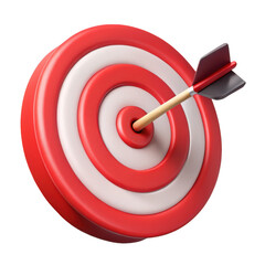 3d target with arrow hit isolated on transparent background