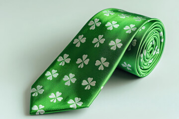 Green Shamrock Tie Rolled Up for St. Patrick&rsquo;s Day Celebration