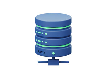 Obraz premium Isolated 3D Render of a Blue Data Server Rack, Network and Cloud Computing Concept