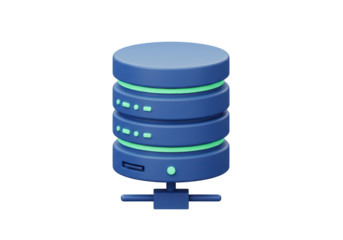Isolated 3D Render of a Blue Data Server Rack, Network and Cloud Computing Concept