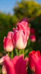 Obraz premium Close-up of pink and white tulips