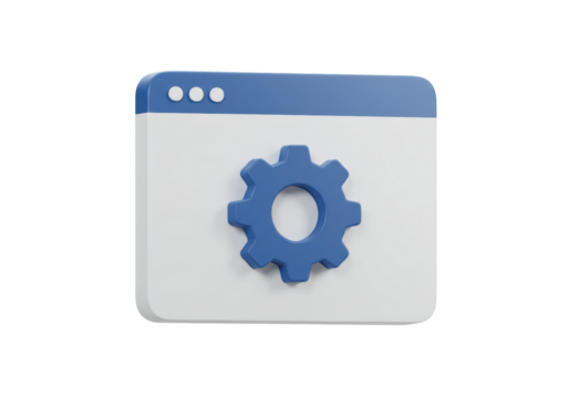 Isolated 3D Render of a Web Browser with a Blue Gear Icon, Website Settings Concept - Powered by Adobe