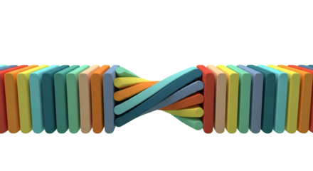 Minimal abstract illustration of rainbow blocks linked by a curving line. Modern transparent PNG for tech, data, and creative posters.