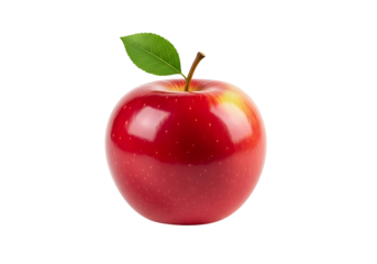 A glossy, red  with a vibrant green leaf, set against a pure black backdrop, radiates a healthy and fresh aura.