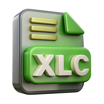 3d rendered icon for xlc file format isolated on transparent background