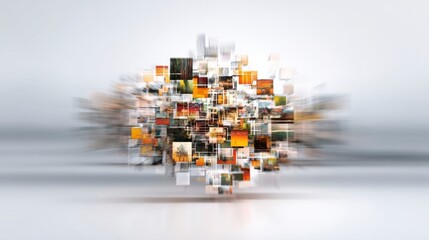 Abstract Composition of Colorful Pixelated Images