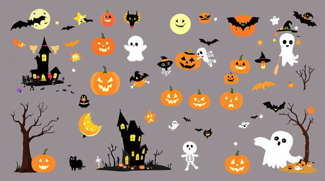 halloween seamless pattern with pumpkins
